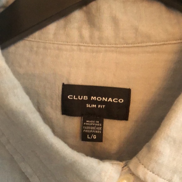 Men’s Club Monaco, Large, 100% cotton button-down shirt, blue-grey color - Picture 3 of 6